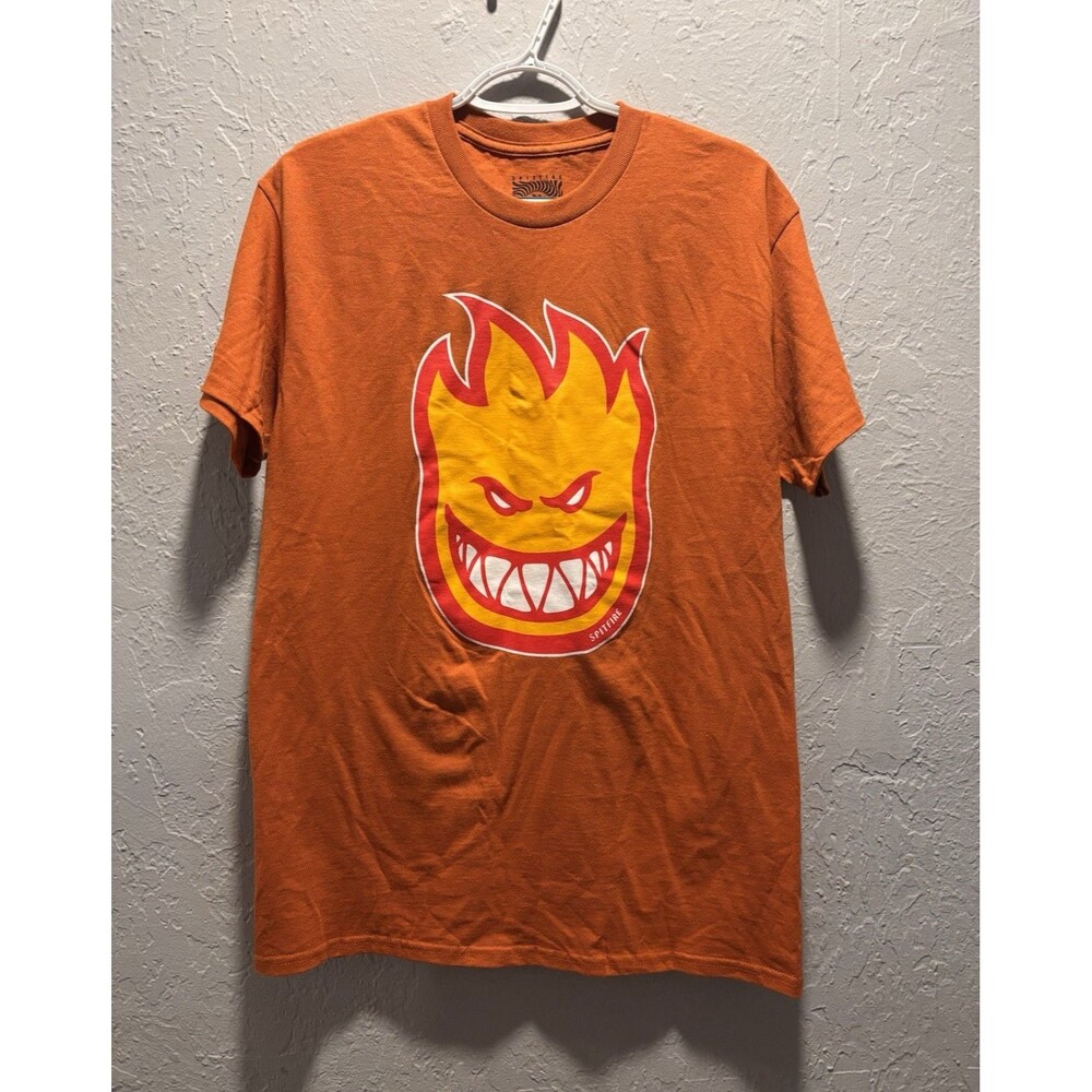 Spitfire Men's Orange Cotton Knit Short Sleeve Crew Neck Bighead Graphic Tee M